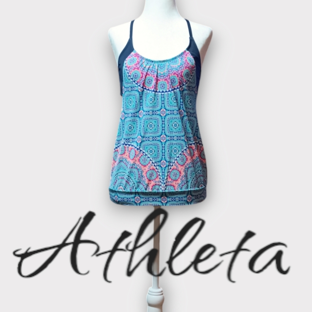 🩵ATHLETA 32 B/C TURQUOISE AND PINK SWIM TOP.